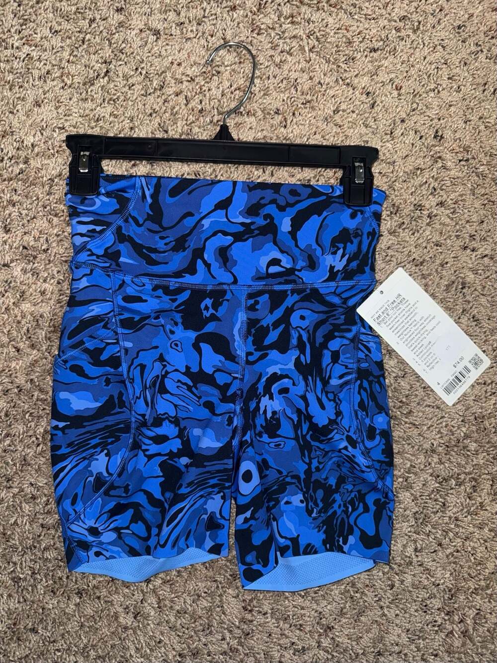 Lululemon Fast and Free High-Rise Short 6" *Pockets Galactic Cobalt Blue Flow